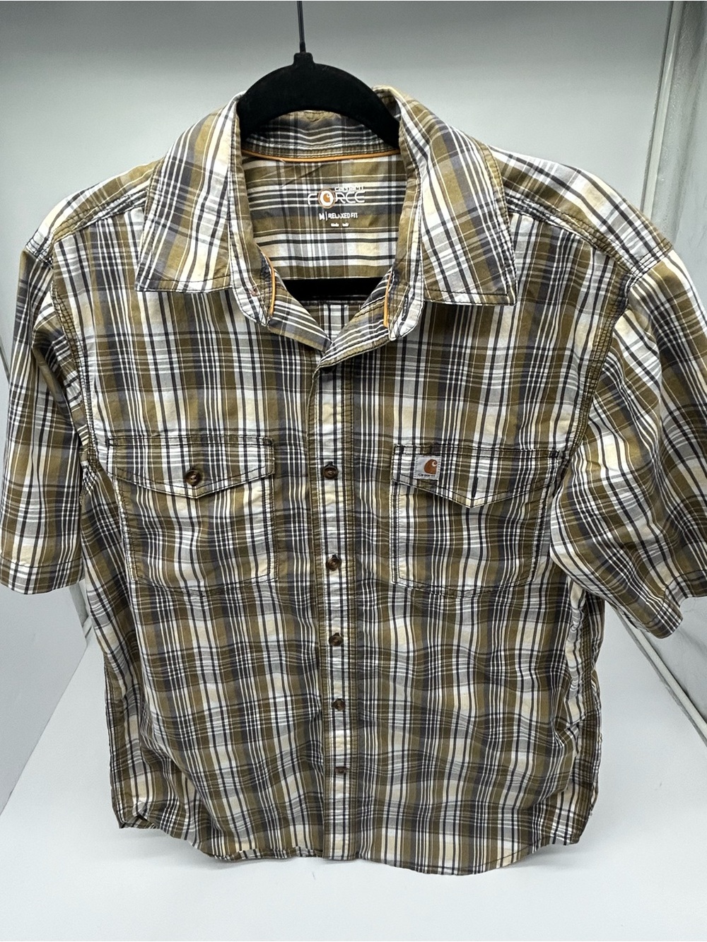 Carhartt Force Relaxed Fit Short Sleeve Plaid Button Down Shirt Medium